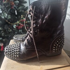 Studded Brown Leather Ankle Boots Steve Madden Sz 9